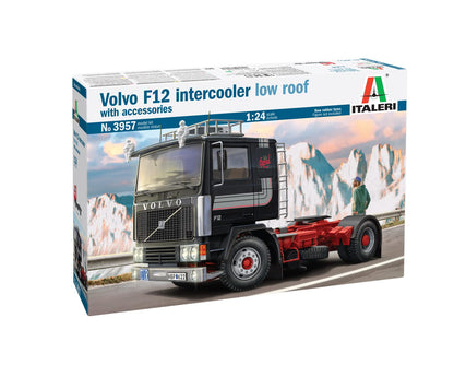 Italeri IT3957 3957 Volvo F12 Intercooler Low Roof with Accessories, 1:24 Scale, Kit, Plastic Mount, Model Making, Multi-Coloured