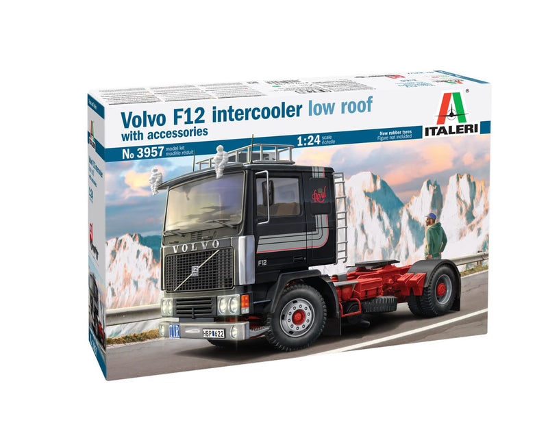 Italeri IT3957 3957 Volvo F12 Intercooler Low Roof with Accessories, 1:24 Scale, Kit, Plastic Mount, Model Making, Multi-Coloured