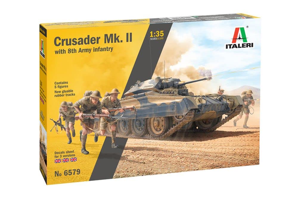 Italeri 6579S 1:35 Crusader Mk.II with Inf. Fig. (5), Construction, Stand Model Making, Crafts, Hobbies, Gluing, Plastic kit, Multicoloured