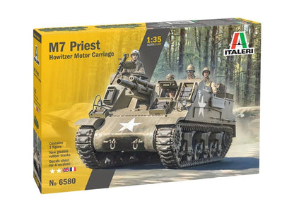 Italeri 6580S 1:35 US M-7 Priest Howitzer Self-Prop, Construction, Standing Model Making, Crafts, Hobby, Gluing, Plastic Kit, Navy Green