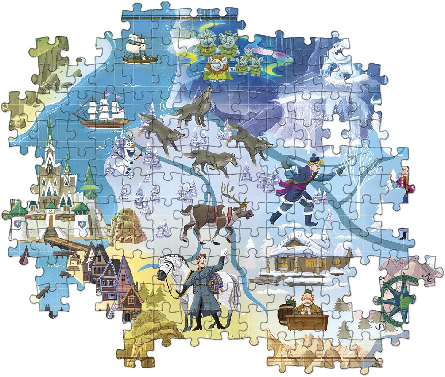 Clementoni 39666 1000pcs 2 Disney Maps Frozen 1000 Pieces, Made in Italy, Jigsaw Puzzle for Adults, Multicolor, Medium