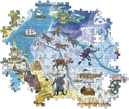 Clementoni 39666 1000pcs 2 Disney Maps Frozen 1000 Pieces, Made in Italy, Jigsaw Puzzle for Adults, Multicolor, Medium
