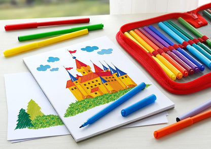 FABER-CASTELL - Felt Tip Pen Castle Pack of 50 in Cardboard Box (554204), Black