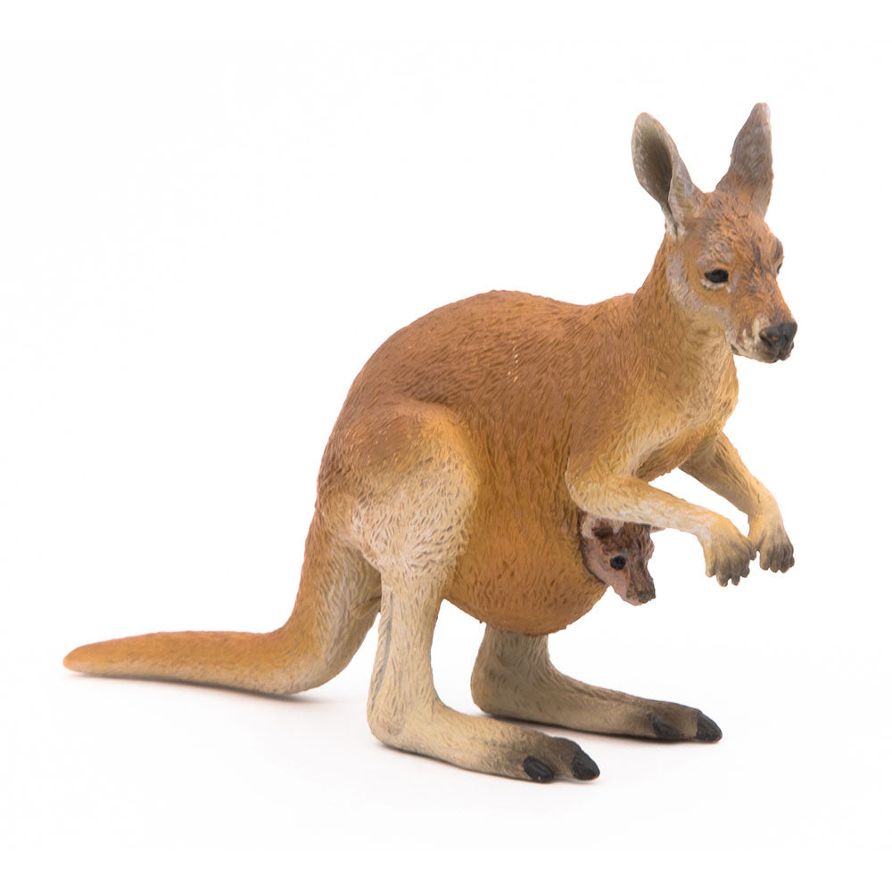 PAPO Wild Animal Kingdom Kangaroo with Joey Toy Figure, Brown (50188)