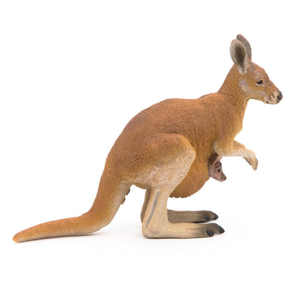 PAPO Wild Animal Kingdom Kangaroo with Joey Toy Figure, Brown (50188)