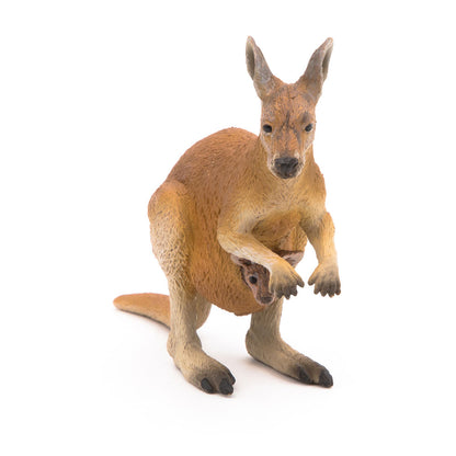 PAPO Wild Animal Kingdom Kangaroo with Joey Toy Figure, Brown (50188)