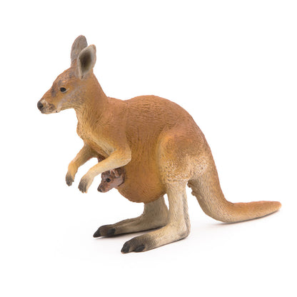 PAPO Wild Animal Kingdom Kangaroo with Joey Toy Figure, Brown (50188)