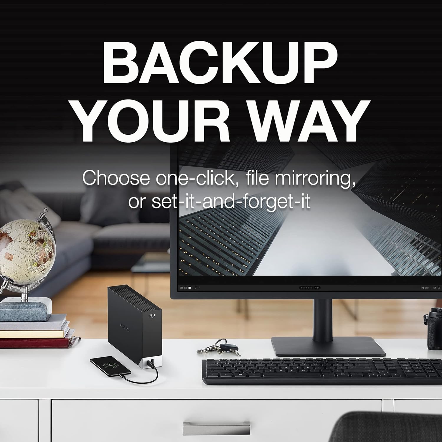 Seagate One Touch Hub, 4 TB, External Hard Drive Desktop HDD – USB-C and USB 3.0 port, for Computer Desktop Workstation PC Laptop Mac, 4 Months Adobe Creative Cloud Photography plan (STLC4000400