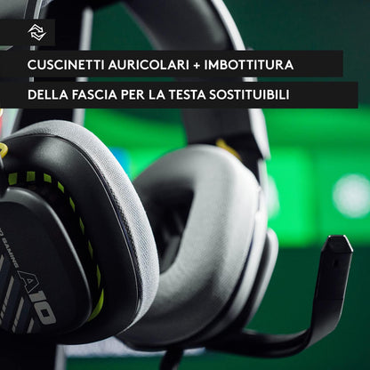 ASTRO A10 Gaming Headset Gen 2 Wired Headset, Over-ear Gaming Headphones, Lightweight, Flip-to-mute microphone, 32 mm drivers, Compatible with Xbox Series X|S, Xbox One, Nintendo Switch, PC - Black Bl
