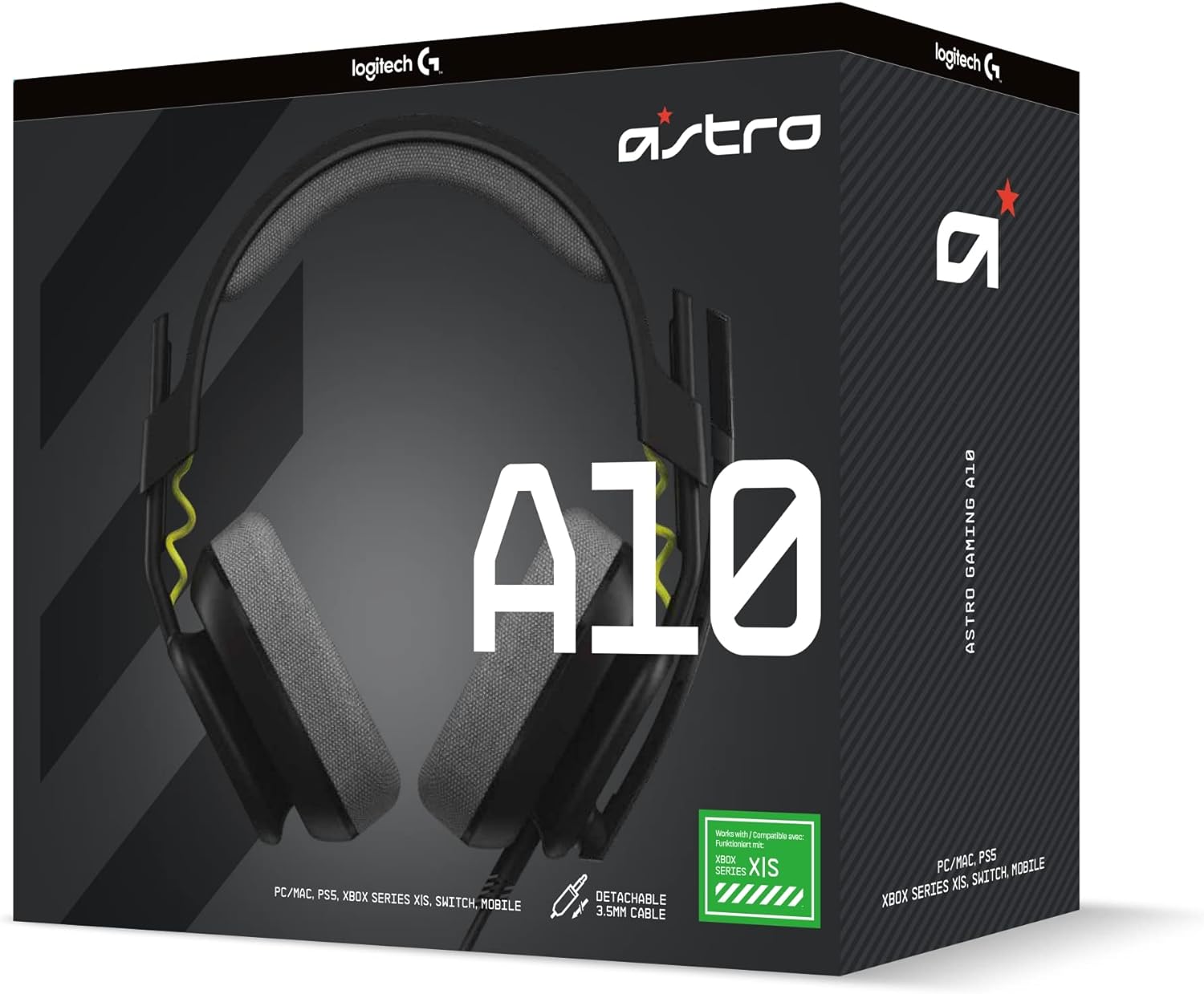 ASTRO A10 Gaming Headset Gen 2 Wired Headset, Over-ear Gaming Headphones, Lightweight, Flip-to-mute microphone, 32 mm drivers, Compatible with Xbox Series X|S, Xbox One, Nintendo Switch, PC - Black Bl