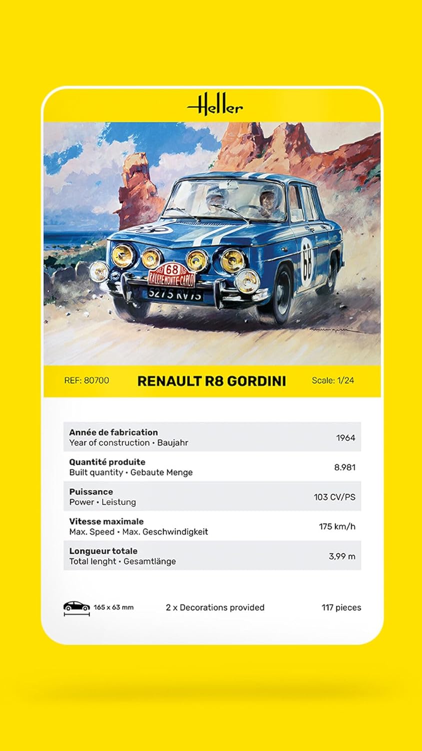 Heller- Renault R8 Gordini Maqueta, Color Gris, Mittel (80700