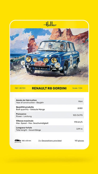 Heller- Renault R8 Gordini Maqueta, Color Gris, Mittel (80700