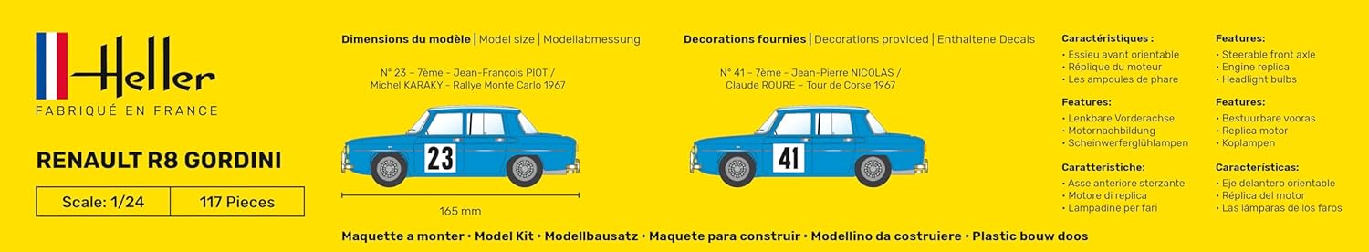 Heller- Renault R8 Gordini Maqueta, Color Gris, Mittel (80700