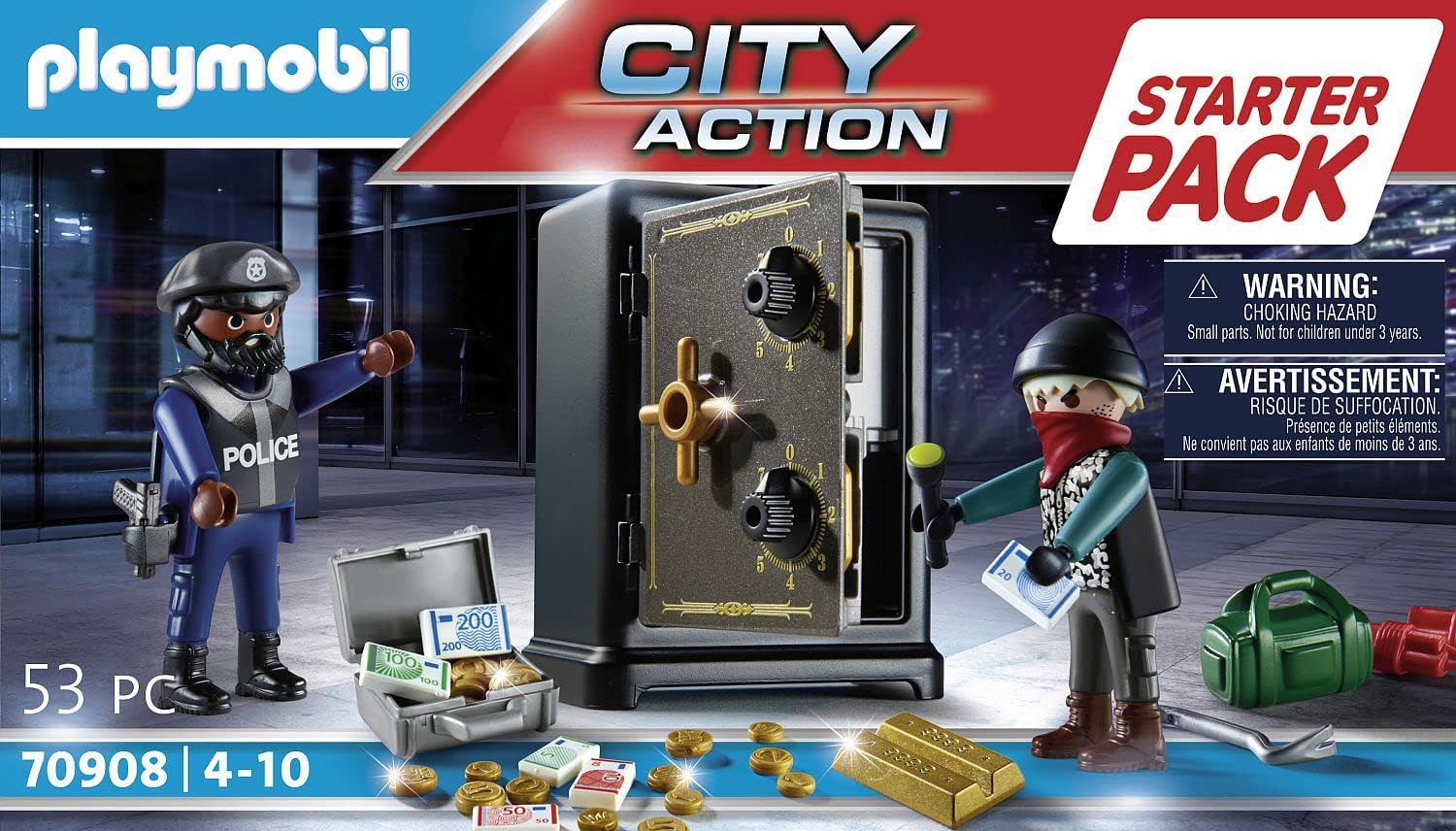 Playmobil 70908 City Action Starter Pack Police Bank Robbery, Suitable Playset for Children Ages 4+