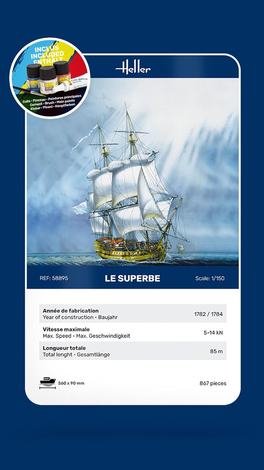 HELLER JOUSTRA Model Boat: Starter Kit: The Superb