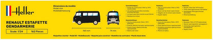 Heller HEL80742 1:24-Renault Estafette Gendarmerie Scale Model kit, Grey