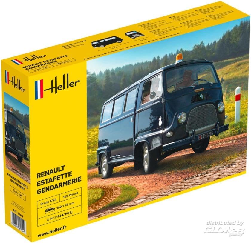 Heller HEL80742 1:24-Renault Estafette Gendarmerie Scale Model kit, Grey