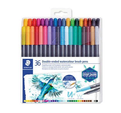 STAEDTLER 3001 TB36 Double Ended Watercolour Brush Pens - Assorted Colour (Pack of 36