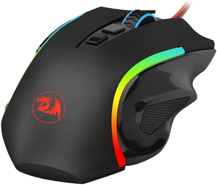 Redragon M607 GRIFFIN Gaming Mouse, Pixart PMW3212 7200 DPI Optical Sensor, RGB Customizable Lighting, 7 Programmable Buttons, Integrated Memory, Switches 10 Million Clicks