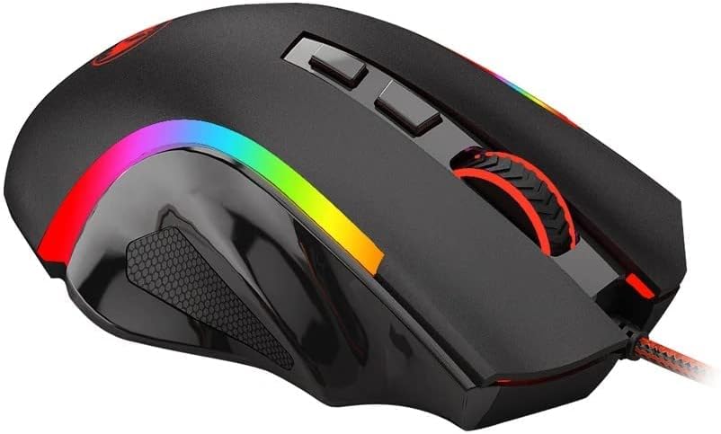 Redragon M607 GRIFFIN Gaming Mouse, Pixart PMW3212 7200 DPI Optical Sensor, RGB Customizable Lighting, 7 Programmable Buttons, Integrated Memory, Switches 10 Million Clicks
