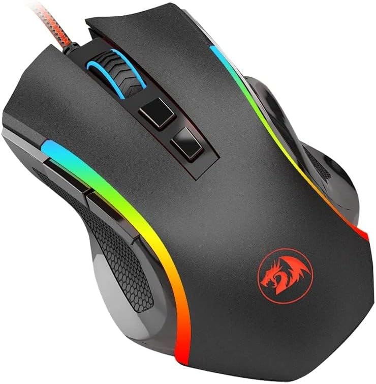 Redragon M607 GRIFFIN Gaming Mouse, Pixart PMW3212 7200 DPI Optical Sensor, RGB Customizable Lighting, 7 Programmable Buttons, Integrated Memory, Switches 10 Million Clicks