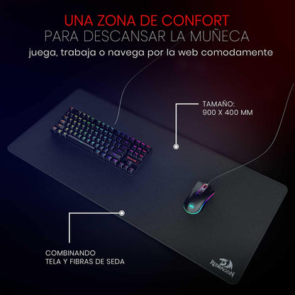 Redragon P032 Flick XL Mousepad Mouse Pad with Stitched Edges Waterproof for Work, Game, Office, Home