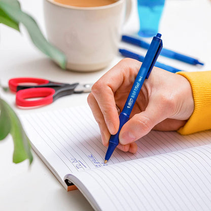 BIC Soft Feel Ballpoint Pens - Blue - Box of 12 Medium Point (1.0 mm) Lightweight Pens with Comfortable Grip