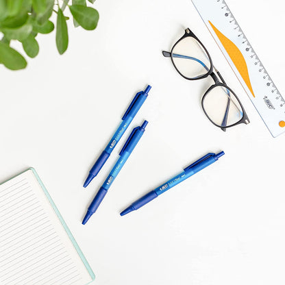 BIC Soft Feel Ballpoint Pens - Blue - Box of 12 Medium Point (1.0 mm) Lightweight Pens with Comfortable Grip