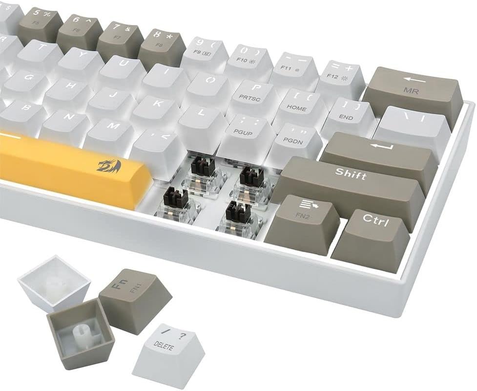 REDRAGON K606 LAKSHMI White LED 60% Gaming Mechanical Keyboard - Brown Switches (YELLOW, WHITE & GREY