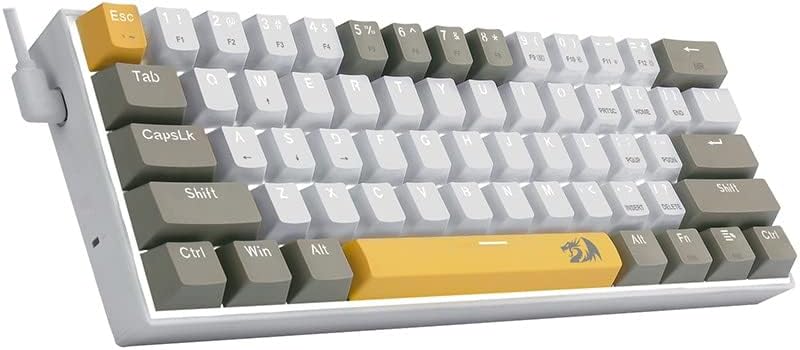 REDRAGON K606 LAKSHMI White LED 60% Gaming Mechanical Keyboard - Brown Switches (YELLOW, WHITE & GREY