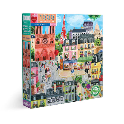 eeBoo Piece and Love Paris in a Day 1000 piece rectangular adult Jigsaw Puzzle Multicolored
