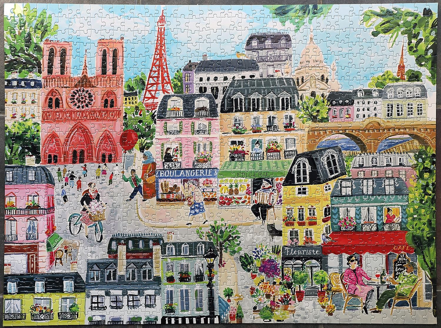 eeBoo Piece and Love Paris in a Day 1000 piece rectangular adult Jigsaw Puzzle Multicolored