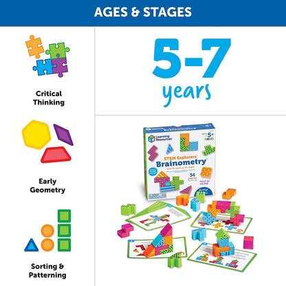 Learning Resources Brainometry, Juego de Lógica y Formas para Niños de 5 Años+, Puzzle Educativo Stem, Desarrolla Pensamiento Crítico y Habilidades Espaciales