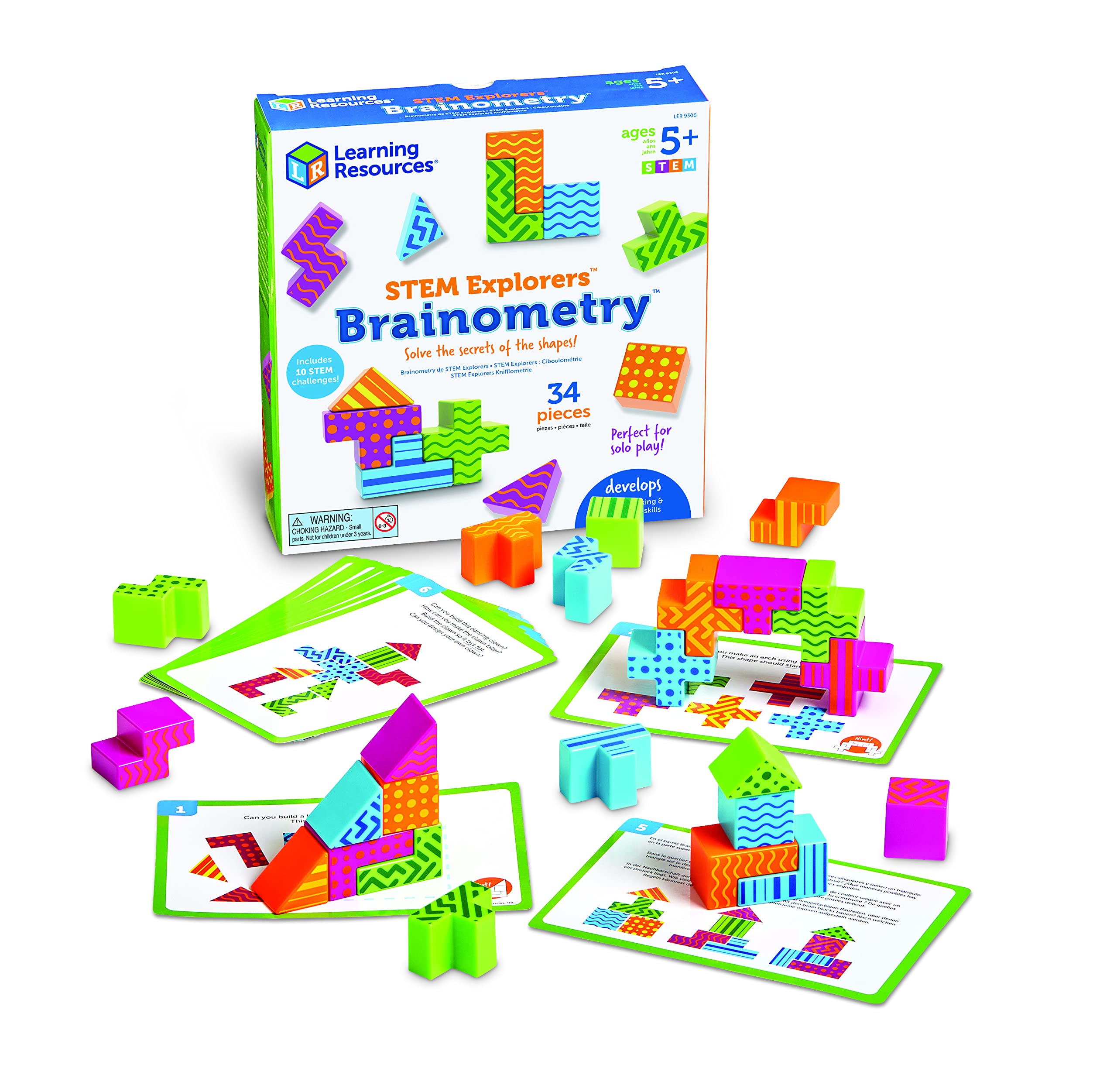 Learning Resources Brainometry, Juego de Lógica y Formas para Niños de 5 Años+, Puzzle Educativo Stem, Desarrolla Pensamiento Crítico y Habilidades Espaciales