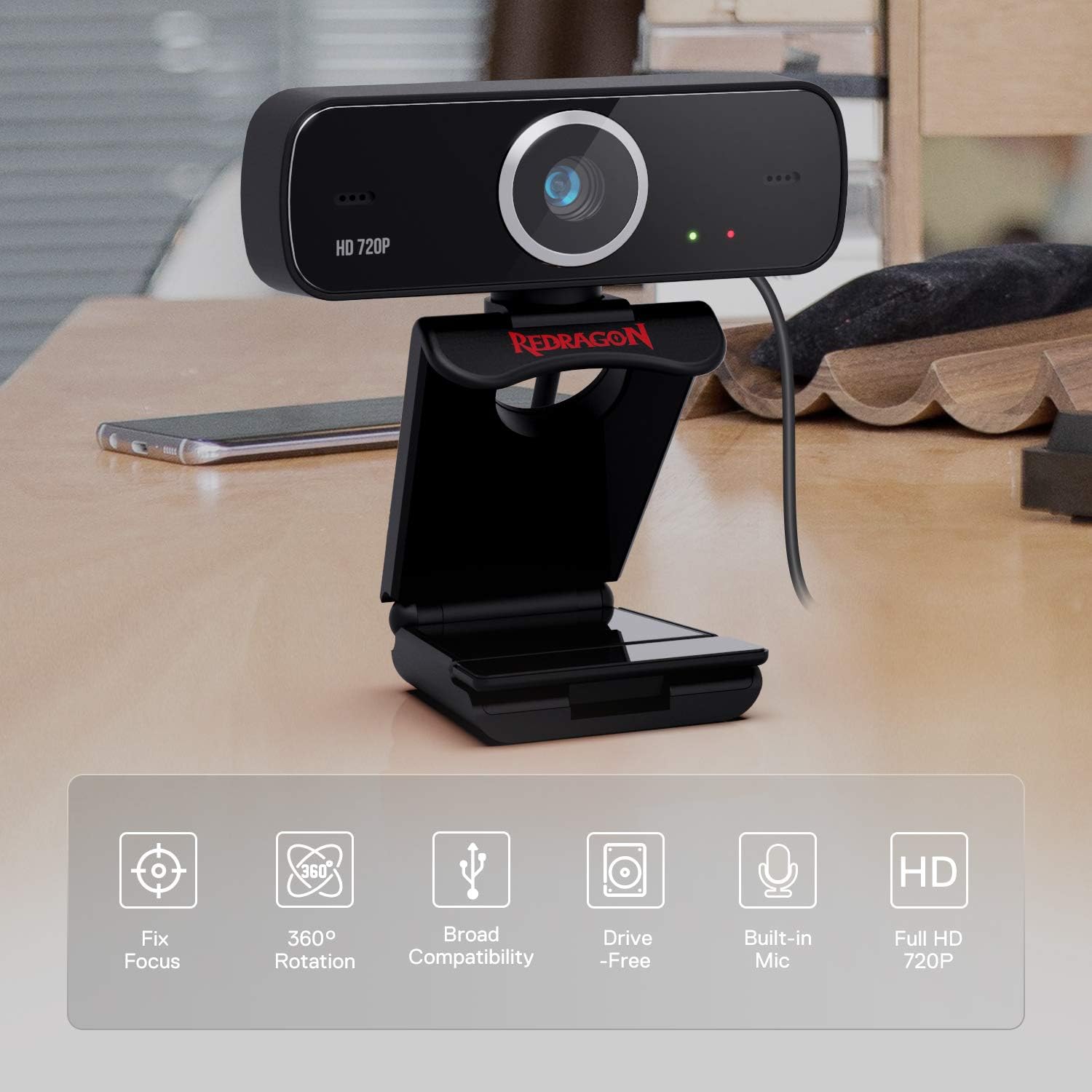 REDRAGON PHOBOS GW600 webcam 1296 x 732 pixels USB Black