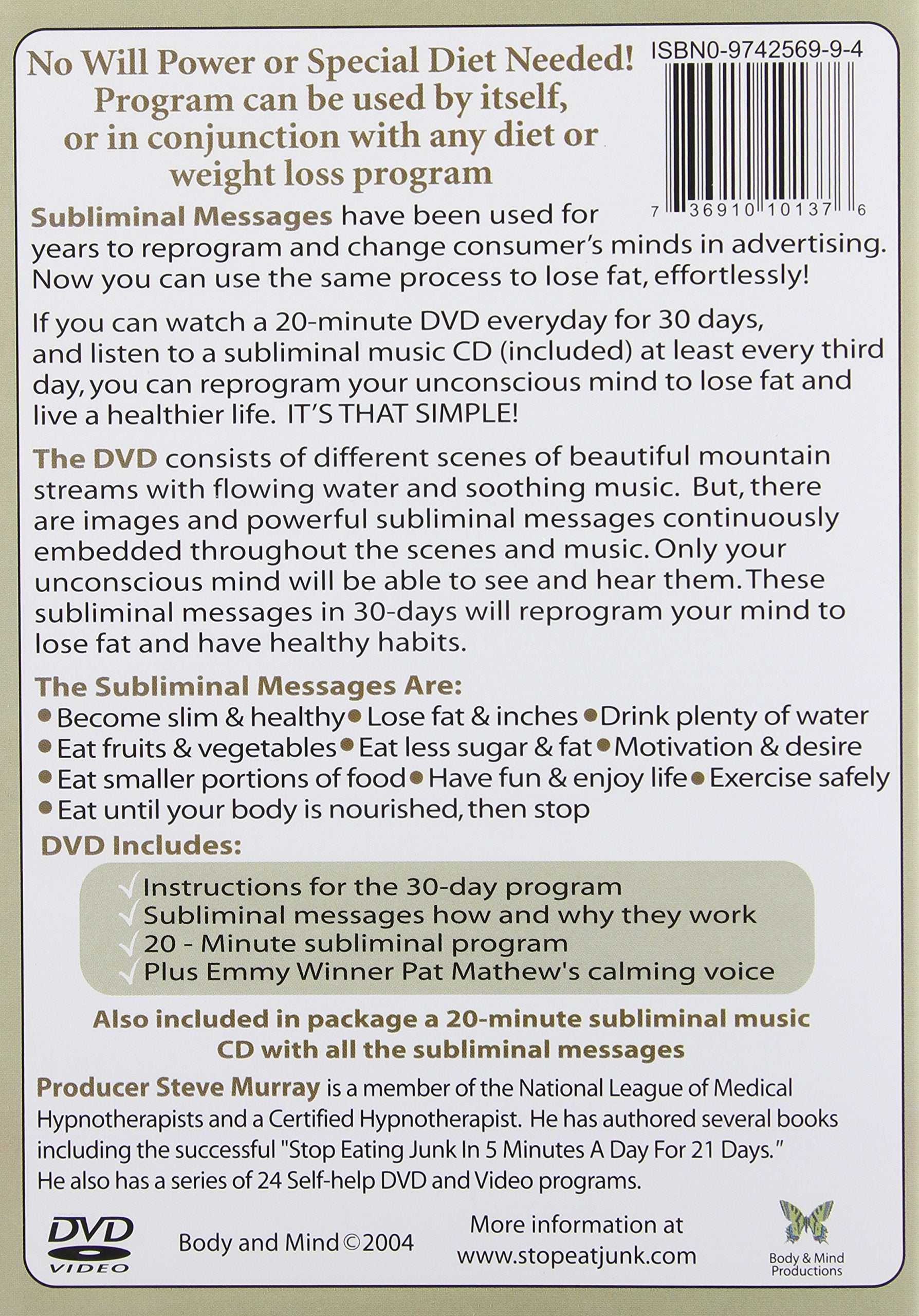 30-Day Subliminal Weight Loss Program NTSC DVD