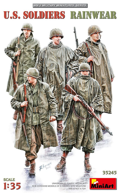 MiniArt MIN35245 1:35-US Soldiers in Rainwear, Molded Color