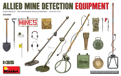 Miniart MIN35390 1:35-Allied Mine Detection Equipment Scale Model kit, Unpainted
