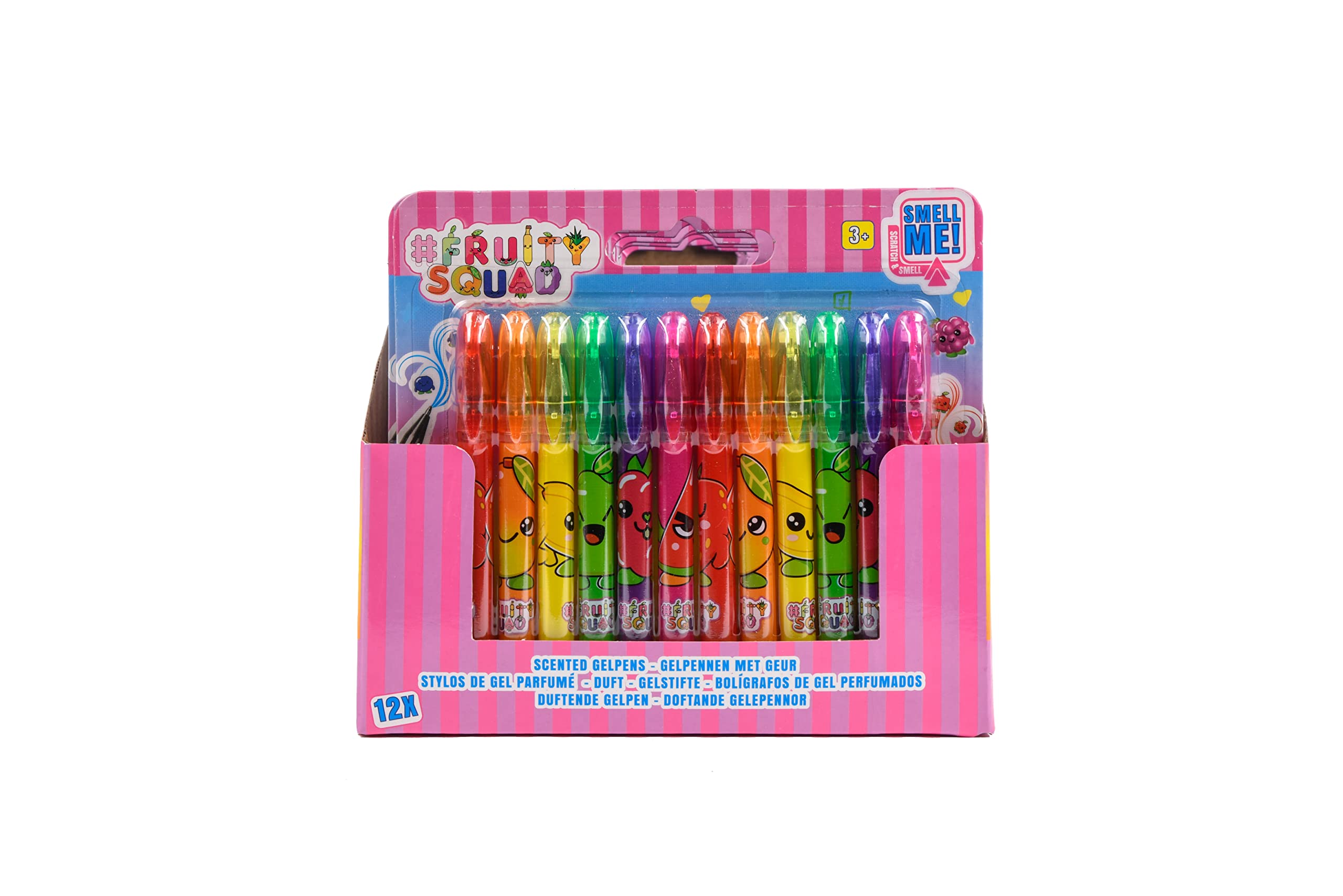 FRUITY SQUAD - Set of 12 Mini Scented Gel Pens for Children in Assorted Colours