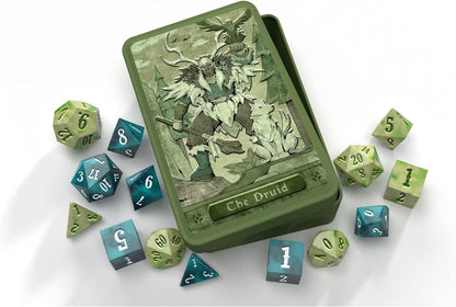 Beadle and Grimm's Druid Dice Set: Role-Playing Game Dice, Dodecahedron, Metal, Green, Blue