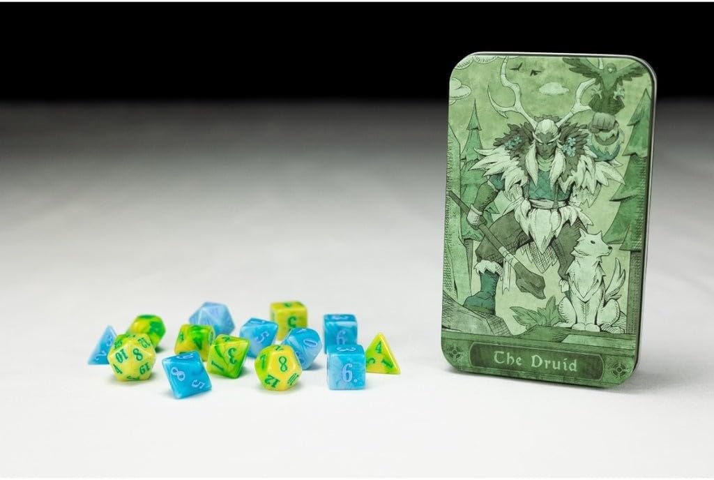 Beadle and Grimm's Druid Dice Set: Role-Playing Game Dice, Dodecahedron, Metal, Green, Blue