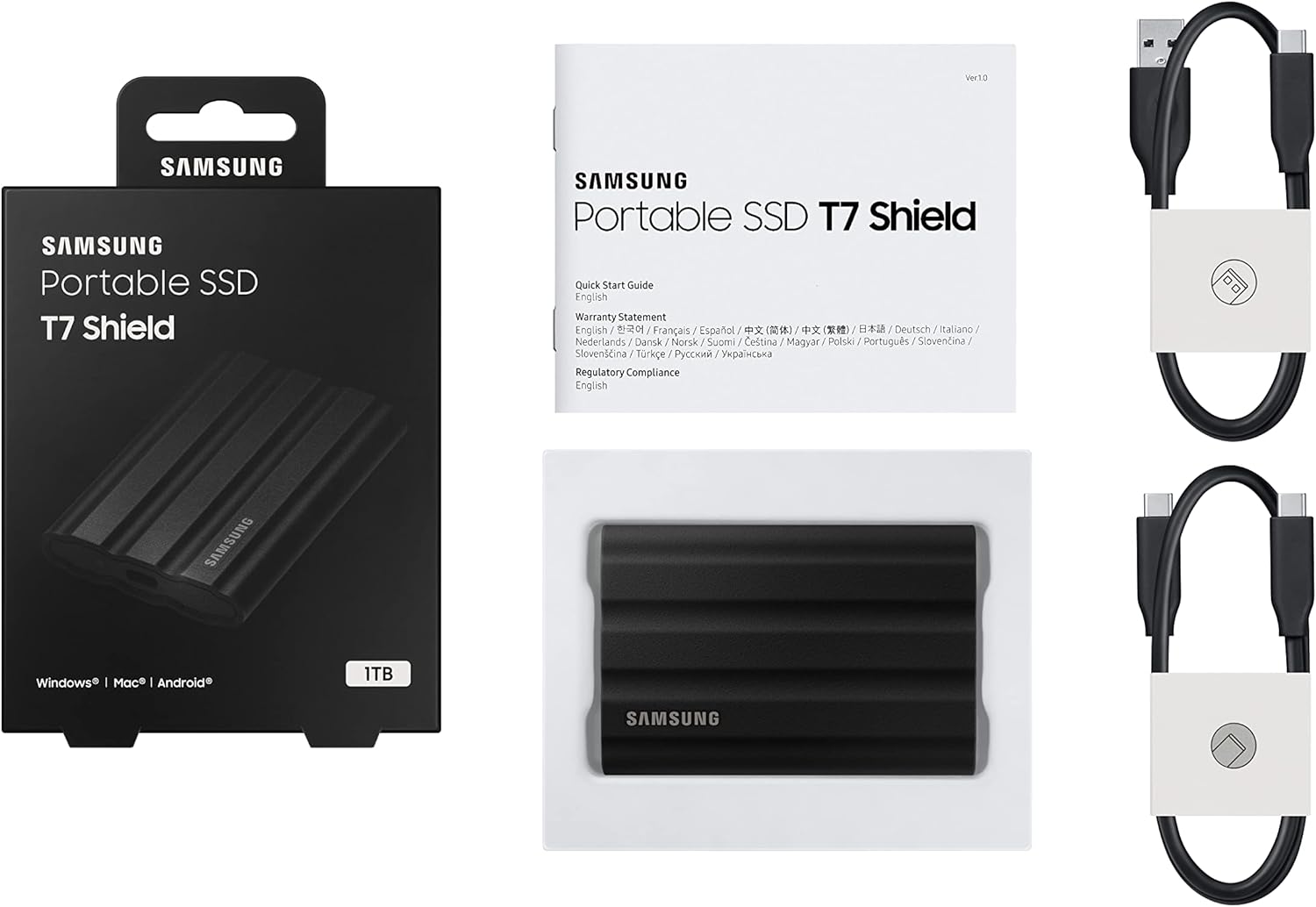 SAMSUNG T7 Shield Portable Solid State Drive USB 3.2 1TB, IP65 Water Resistant, External SSD Compatible with PC/Mac/Android/Gaming Consoles, MU-PE1T0S/WW, 2023