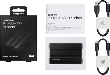 SAMSUNG T7 Shield Portable Solid State Drive USB 3.2 1TB, IP65 Water Resistant, External SSD Compatible with PC/Mac/Android/Gaming Consoles, MU-PE1T0S/WW, 2023