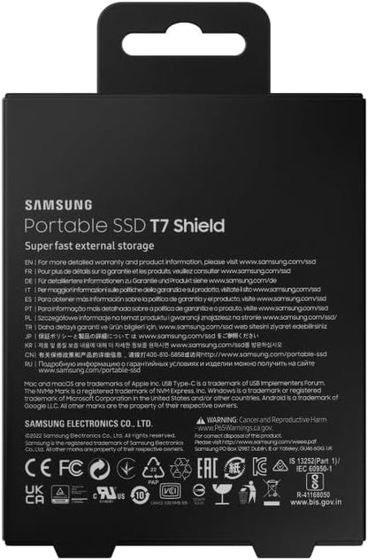 Samsung T7 Shield Portable SSD 2 TB - USB 3.2 Gen.2 External SSD Black (MU-PE2T0S/EU