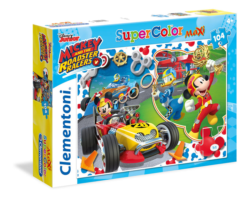 Clementoni-23709 Puzzle 104 Piezas Maxi Mickey and The Roadster Racer, Multicolor (23709.8)