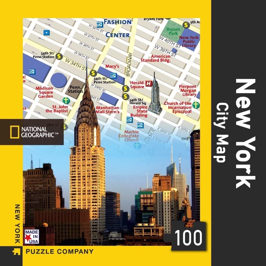 New York Puzzle Company - National Geographic New York City Map Mini 100 Pieces Jigsaw Puzzle