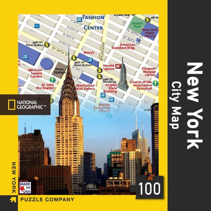 New York Puzzle Company - National Geographic New York City Map Mini 100 Pieces Jigsaw Puzzle