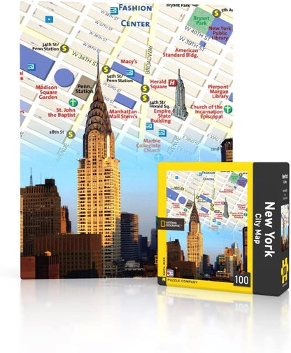 New York Puzzle Company - National Geographic New York City Map Mini 100 Pieces Jigsaw Puzzle