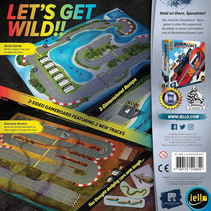 Iello, Downforce: Wild Ride Expansion, Board Game, Ages 8+, 2 to 6 Players, 30 mins Minutes Playing Time