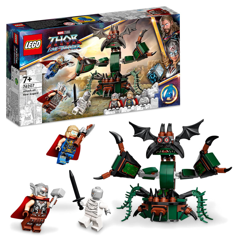 LEGO 76207 Marvel Attack on New Asgard, Thor Buildable Toy with Hammer, Stormbreaker and Monster Figure, Love and Thunder Movie Set Single